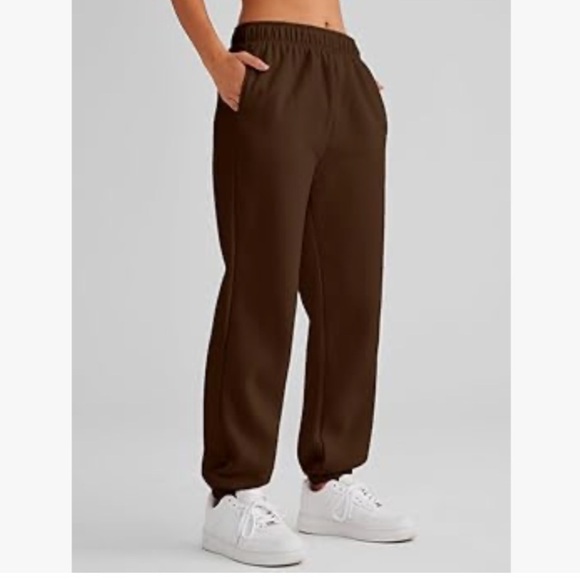 Women's Brown Fleece Joggers - Picture 2 of 3